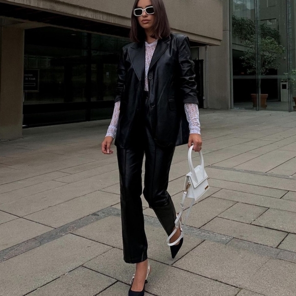 Zara * Oversized Faux Leather Blazer - Picture 13 of 16